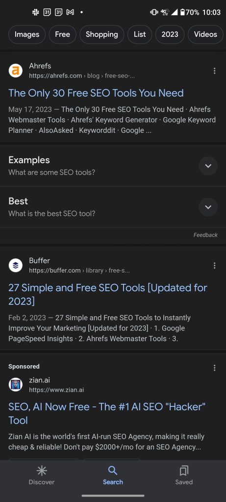 Anuncios en la parte superior de Google