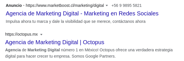 Comparativa entre anuncios de Google Ads y resultados orgánicos