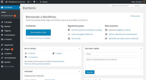 Captura de tela do WordPress