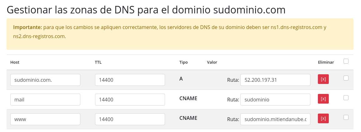 Tienda Nube - configuración de dominio