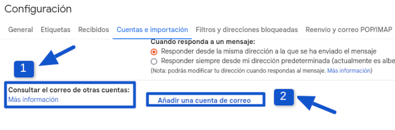 Añadir cuenta a Gmail