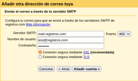 Gmail - Enviar correo SMTP