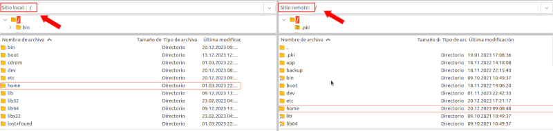 Filezilla - Transferir archivos