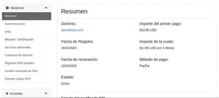 Registros.com - Área de usuario: Gestión avanzada de DNS
