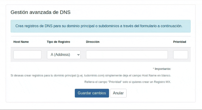 Conectar dominio con Shopify. Registro A. Registros.com